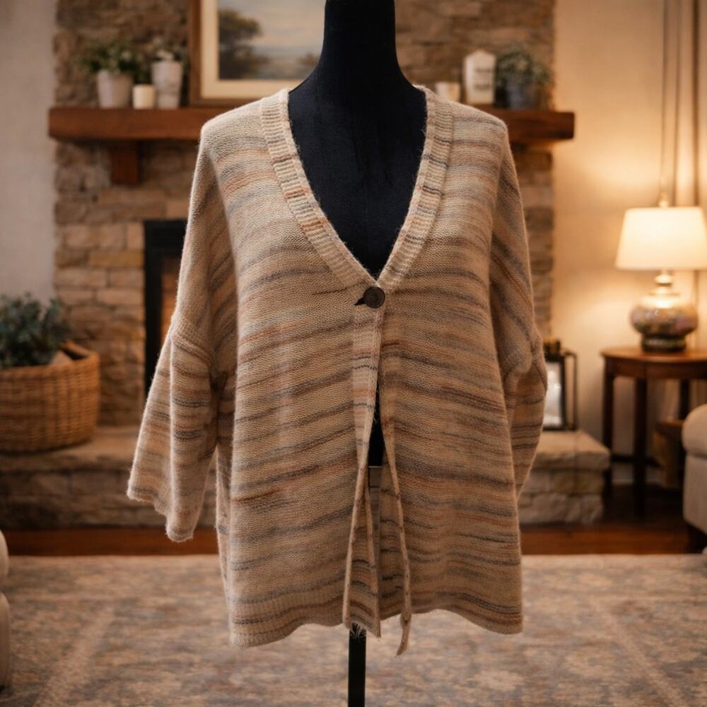 Pure Jill Sweater Womens XL Chunky Knit One Button Oversized